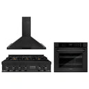 ZLINE 3-Piece Appliance Package - 36 in. Rangetop, Wall Oven, & Wall Mount Range Hood in Black Stainless Steel