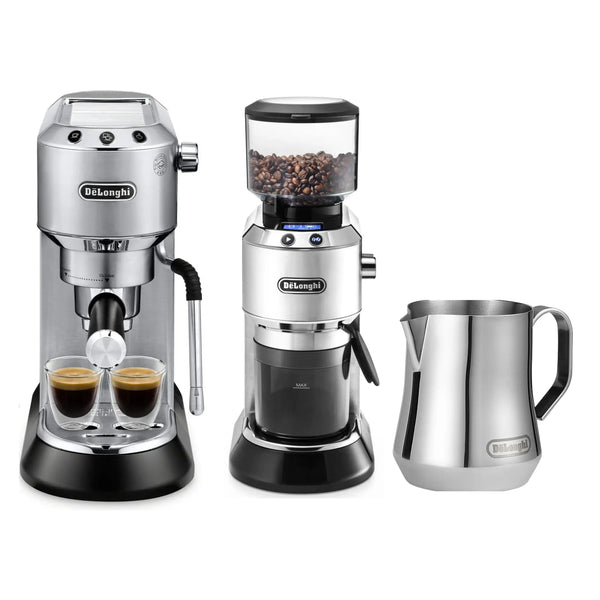 De'Longhi Package - Dedica Arte 15 Bar Pump Espresso Machine with Grinder and Milk Frothing Pitcher