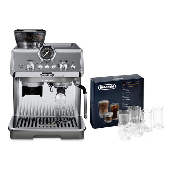 De'Longhi Package - La Specialista Arte Evo Espresso Machine with Hot & Cold Glass Set