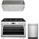 Forza 3-Piece Appliance Package - 48-Inch Dual Fuel Range, Pro-Style Range Hood, and 24-Inch Dishwasher in Stainless Steel