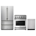 Thor Kitchen 3-Piece Appliance Package - 30-Inch Natural Gas Range, French Door Refrigerator, & Dishwasher in Stainless Steel