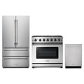 Thor Kitchen 3-Piece Appliance Package - 36-Inch Natural Gas Range, French Door Refrigerator, & Dishwasher in Stainless Steel
