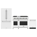 Thor Kitchen 3-Piece Appliance Package - 48-Inch Propane Gas Range, Counter-Depth Refrigerator, & Dishwasher in White