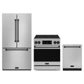 Gordon Ramsay by Thor Kitchen 3-Piece Appliance Package - 30-Inch Electric Range with Tilt Panel Touch Control, 36-Inch Refrigerator, and Dishwasher in Stainless Steel with Black Trim