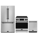 Gordon Ramsay by Thor Kitchen 3-Piece Appliance Package - 30-Inch Electric Range with Tilt Panel Touch Control, 36-Inch Refrigerator, and Dishwasher in Stainless Steel with Black Trim