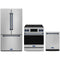 Gordon Ramsay by Thor Kitchen 3-Piece Appliance Package - 30-Inch Electric Range with Tilt Panel Touch Control, 36-Inch Refrigerator, and Dishwasher in Stainless Steel with Blue Trim