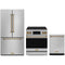 Gordon Ramsay by Thor Kitchen 3-Piece Appliance Package - 30-Inch Electric Range with Tilt Panel Touch Control, 36-Inch Refrigerator, and Dishwasher in Stainless Steel with Bronze Trim