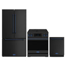 Gordon Ramsay by Thor Kitchen 3-Piece Appliance Package - 30-Inch Electric Range with Tilt Panel Touch Control, 36-Inch Refrigerator, and Dishwasher in Black with Blue Trim