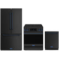 Gordon Ramsay by Thor Kitchen 3-Piece Appliance Package - 30-Inch Electric Range with Tilt Panel Touch Control, 36-Inch Refrigerator, and Dishwasher in Matte Black with Blue Trim