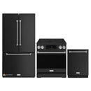 Gordon Ramsay by Thor Kitchen 3-Piece Appliance Package - 30-Inch Electric Range with Tilt Panel Touch Control, 36-Inch Refrigerator, and Dishwasher in Black with Stainless Steel Trim