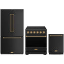 Black Thor Kitchen appliance package with 30-inch range, counter-depth refrigerator, dishwasher