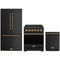 Gordon Ramsay by Thor Kitchen 3-Piece Appliance Package - 30-Inch Electric Range, Counter-Depth Refrigerator, & Dishwasher in Black with Bronze Trim