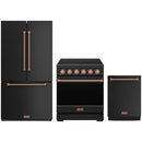 Black Thor Kitchen appliance package with 30-inch range, counter-depth refrigerator, dishwasher