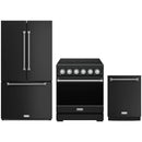 Black Thor Kitchen appliance package with 30-inch range, counter-depth refrigerator, dishwasher