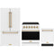 Gordon Ramsay by Thor Kitchen 3-Piece Appliance Package - 30-Inch Electric Range, Counter-Depth Refrigerator, & Dishwasher in White with Bronze Trim