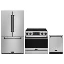 Gordon Ramsay by Thor Kitchen 3-Piece Appliance Package - 36-Inch Electric Range with Tilt Panel Touch Control, 36-Inch Refrigerator, and Dishwasher in Stainless Steel with Black Trim