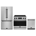 Gordon Ramsay by Thor Kitchen 3-Piece Appliance Package - 36-Inch Electric Range with Tilt Panel Touch Control, 36-Inch Refrigerator, and Dishwasher in Stainless Steel with Black Trim