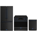 Gordon Ramsay by Thor Kitchen 3-Piece Appliance Package - 36-Inch Electric Range with Tilt Panel Touch Control, 36-Inch Refrigerator, and Dishwasher in Matte Black with Blue Trim