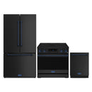 Gordon Ramsay by Thor Kitchen 3-Piece Appliance Package - 36-Inch Electric Range with Tilt Panel Touch Control, 36-Inch Refrigerator, and Dishwasher in Black with Blue Trim