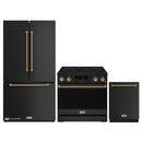 Gordon Ramsay by Thor Kitchen 3-Piece Appliance Package - 36-Inch Electric Range with Tilt Panel Touch Control, 36-Inch Refrigerator, and Dishwasher in Black with Bronze Trim