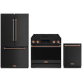 Gordon Ramsay by Thor Kitchen 3-Piece Appliance Package - 36-Inch Electric Range with Tilt Panel Touch Control, 36-Inch Refrigerator, and Dishwasher in Matte Black with Rose Gold Trim