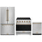 Gordon Ramsay by Thor Kitchen 3-Piece Appliance Package - 36-Inch Electric Range, Counter-Depth Refrigerator, & Dishwasher in Stainless Steel with Bronze Trim