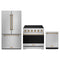 Gordon Ramsay by Thor Kitchen 3-Piece Appliance Package - 36-Inch Electric Range, Counter-Depth Refrigerator, & Dishwasher in Stainless Steel with Bronze Trim