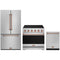 Gordon Ramsay by Thor Kitchen 3-Piece Appliance Package - 36-Inch Electric Range, Counter-Depth Refrigerator, & Dishwasher in Stainless Steel with Rose Gold Trim