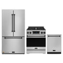 Gordon Ramsay by Thor Kitchen 3-Piece Appliance Package - 30-Inch Propane Gas Range, Tilt Panel, 36-Inch Refrigerator, and Dishwasher in Stainless Steel with Black Trim