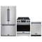 Gordon Ramsay by Thor Kitchen 3-Piece Appliance Package - 30-Inch Propane Gas Range, Tilt Panel, 36-Inch Refrigerator, and Dishwasher in Stainless Steel with Blue Trim