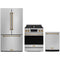 Gordon Ramsay by Thor Kitchen 3-Piece Appliance Package - 30-Inch Propane Gas Range, Tilt Panel, 36-Inch Refrigerator, and Dishwasher in Stainless Steel with Bronze Trim