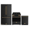 Gordon Ramsay by Thor Kitchen 3-Piece Appliance Package - 30-Inch Propane Gas Range, Tilt Panel, 36-Inch Refrigerator, and Dishwasher in Black with Bronze Trim