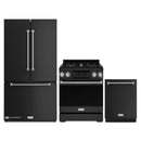 Gordon Ramsay by Thor Kitchen 3-Piece Appliance Package - 30-Inch Propane Gas Range, Tilt Panel, 36-Inch Refrigerator, and Dishwasher in Black with Stainless Steel Trim