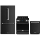 Gordon Ramsay by Thor Kitchen 3-Piece Appliance Package - 30-Inch Propane Gas Range, Tilt Panel, 36-Inch Refrigerator, and Dishwasher in Black with Stainless Steel Trim