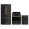 Gordon Ramsay by Thor Kitchen 3-Piece Appliance Package - 30-Inch Propane Gas Range, Tilt Panel, 36-Inch Refrigerator, and Dishwasher in Matte Black with Bronze Trim