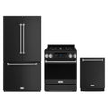 Gordon Ramsay by Thor Kitchen 3-Piece Appliance Package - 30-Inch Propane Gas Range, Tilt Panel, 36-Inch Refrigerator, and Dishwasher in Matte Black with Stainless Steel Trim