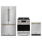 Gordon Ramsay by Thor Kitchen 3-Piece Appliance Package - 30-Inch Propane Gas Range, Tilt Panel, 36-Inch Refrigerator, and Dishwasher in Stainless Steel with Bronze Trim