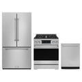 Gordon Ramsay by Thor Kitchen 3-Piece Appliance Package - 30-Inch Propane Gas Range, Tilt Panel, 36-Inch Refrigerator, and Dishwasher in Stainless Steel