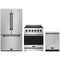 Gordon Ramsay by Thor Kitchen 3-Piece Appliance Package - 30-Inch Natural Gas Range, Counter-Depth Refrigerator, & Dishwasher in Stainless Steel with Black Trim