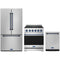 Gordon Ramsay by Thor Kitchen 3-Piece Appliance Package - 30-Inch Natural Gas Range, Counter-Depth Refrigerator, & Dishwasher in Stainless Steel with Blue Trim