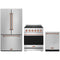 Gordon Ramsay by Thor Kitchen 3-Piece Appliance Package - 30-Inch Natural Gas Range, Counter-Depth Refrigerator, & Dishwasher in Stainless Steel with Rose Gold Trim