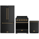 Black Thor Kitchen appliance package with 30-inch range, counter-depth refrigerator, dishwasher