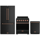 Black Thor Kitchen appliance package with 30-inch range, counter-depth refrigerator, dishwasher