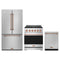 Gordon Ramsay by Thor Kitchen 3-Piece Appliance Package - 30-Inch Propane Gas Range, Counter-Depth Refrigerator, & Dishwasher in Stainless Steel with Rose Gold Trim
