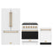 Gordon Ramsay by Thor Kitchen 3-Piece Appliance Package - 30-Inch Propane Gas Range, Counter-Depth Refrigerator, & Dishwasher in White with Bronze Trim