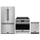 Gordon Ramsay by Thor Kitchen 3-Piece Appliance Package - 36-Inch Gas Range with Tilt Panel, 36-Inch Refrigerator, and Dishwasher in Stainless Steel with Black Trim