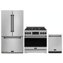 Gordon Ramsay by Thor Kitchen 3-Piece Appliance Package - 36-Inch Propane Gas Range, Tilt Panel, 36-Inch Refrigerator, and Dishwasher in Stainless Steel with Black Trim