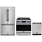 Gordon Ramsay by Thor Kitchen 3-Piece Appliance Package - 36-Inch Propane Gas Range, Tilt Panel, 36-Inch Refrigerator, and Dishwasher in Stainless Steel with Blue Trim