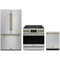 Gordon Ramsay by Thor Kitchen 3-Piece Appliance Package - 36-Inch Propane Gas Range, Tilt Panel, 36-Inch Refrigerator, and Dishwasher in Stainless Steel with Bronze Trim