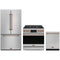 Gordon Ramsay by Thor Kitchen 3-Piece Appliance Package - 36-Inch Propane Gas Range, Tilt Panel, 36-Inch Refrigerator, and Dishwasher in Stainless Steel with Rose Gold Trim